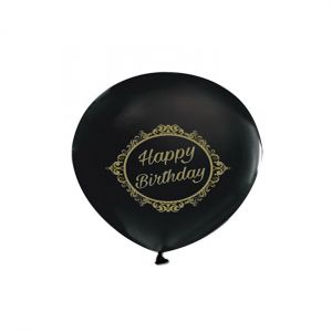 Balon Happy Birthday Baskılı Siyah 100 Lü