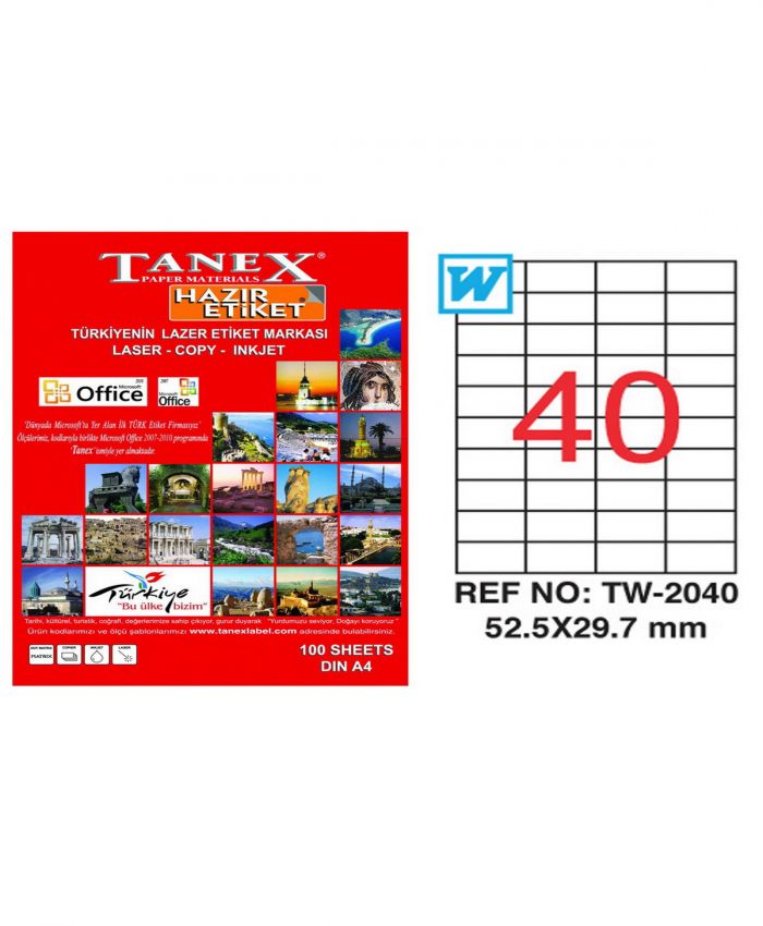 TANEX LASER ETİKET TW-2040 52.5 X 29.7MM