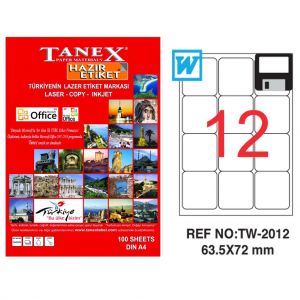 Tanex Laser Etiket Tw-2012 63.5 X 72 Mm