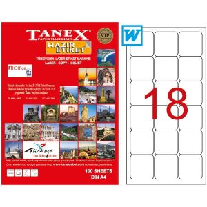 Tanex Laser Etiket Tw-2018 63.5 X 46.6 Mm