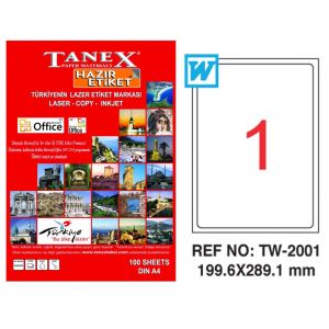 Tanex Laser Etiket Tw-2001 199.6 X 289.1 Mm
