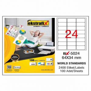 Ekstrafix Laser Etiket Tw-5024 64 X 34 Mm